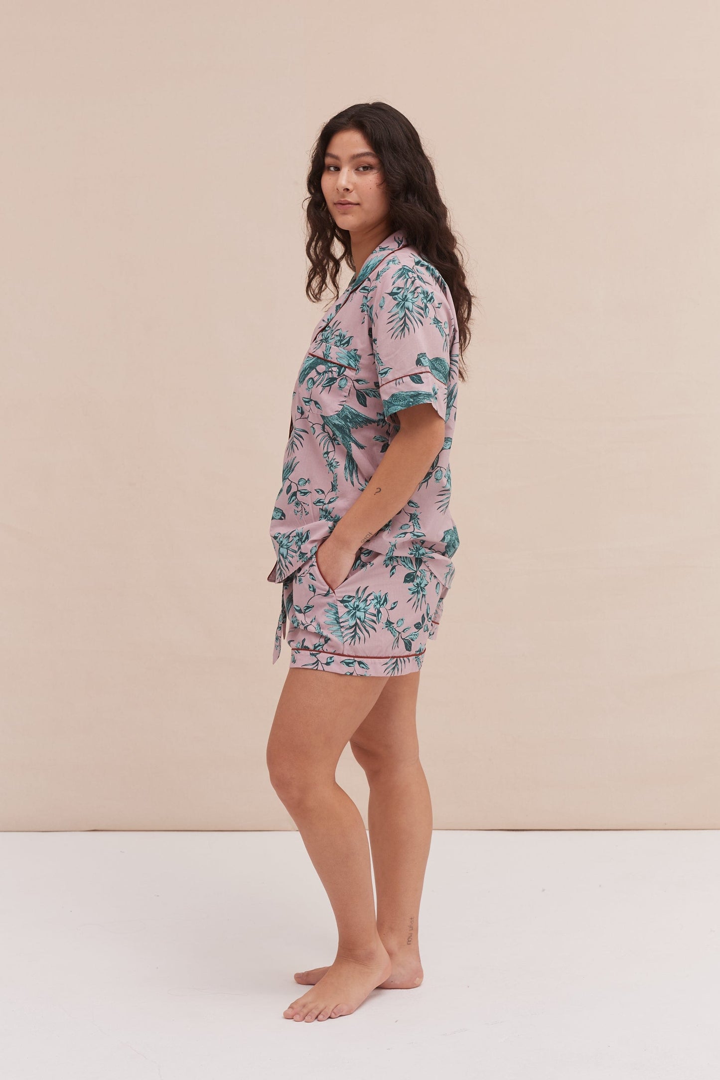 Short Pyjama Set Bromley Parrot Print Pink/Blue