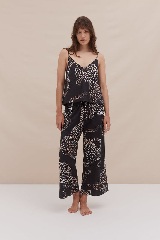 Cami Top and Wide Leg Trouser Set The Jag Print Navy