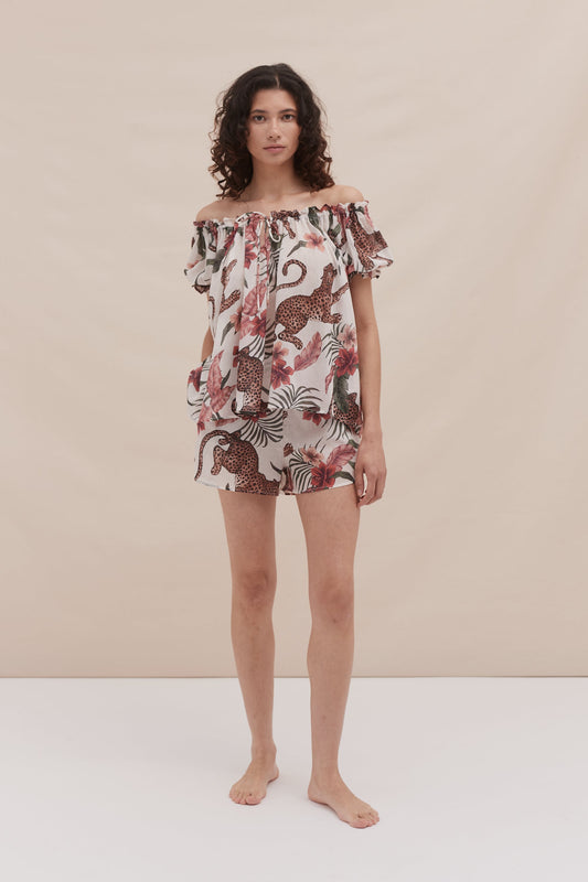 Light & Easy Short Set Soleia Leopard Print Cream