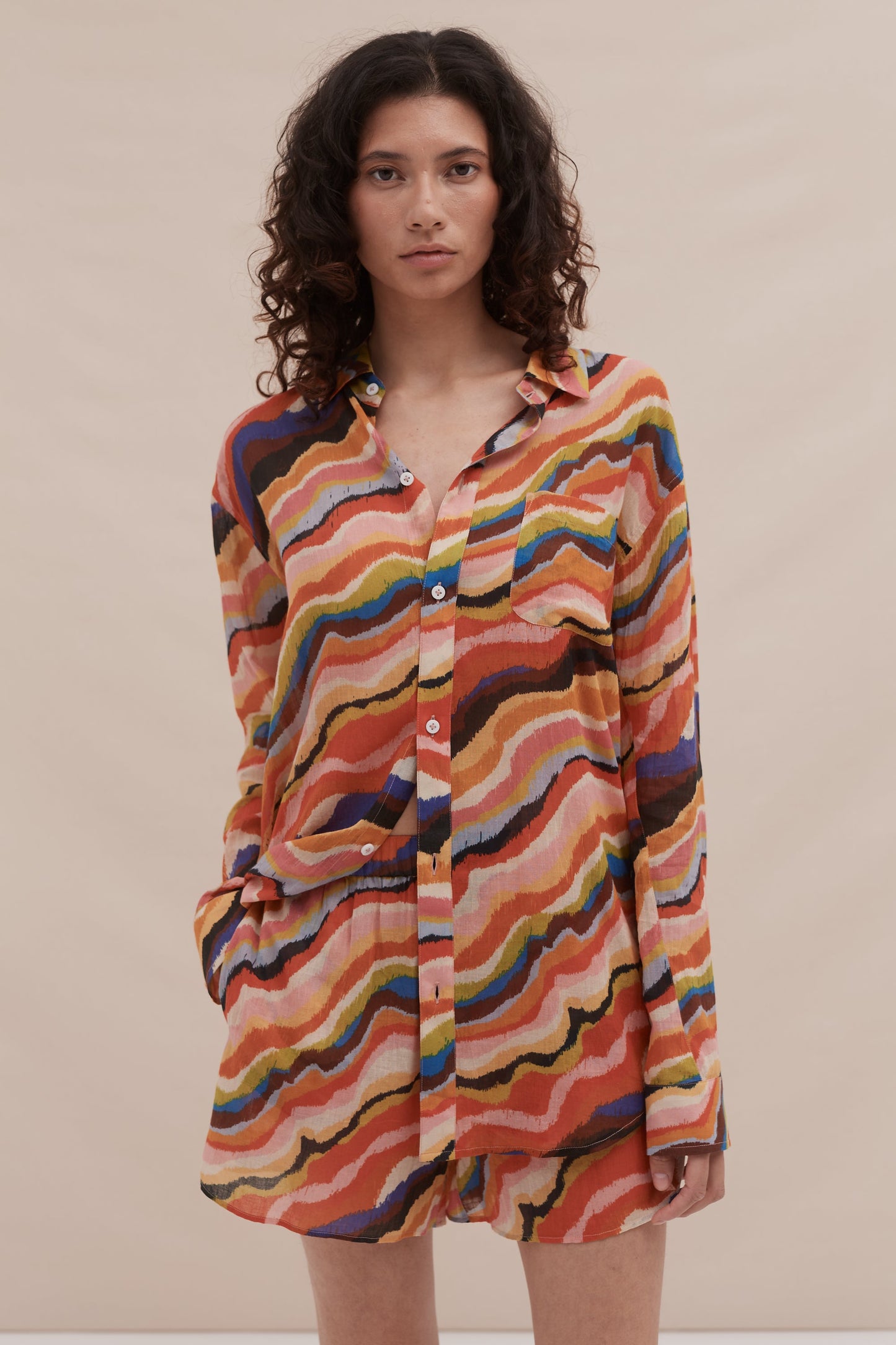 Lounge Shirt & Easy Short Set Tide Print Multi