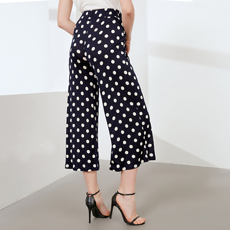 Polka Dot Silk Wide-Leg Pants