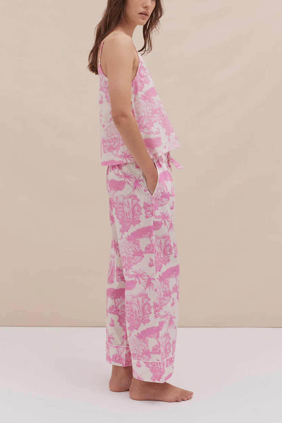 Pink Cami and Wide Leg Pants Outfit