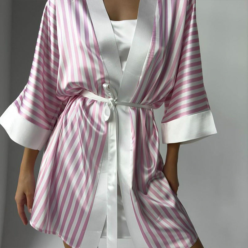 Pink Striped Silk Camisole Nightdress