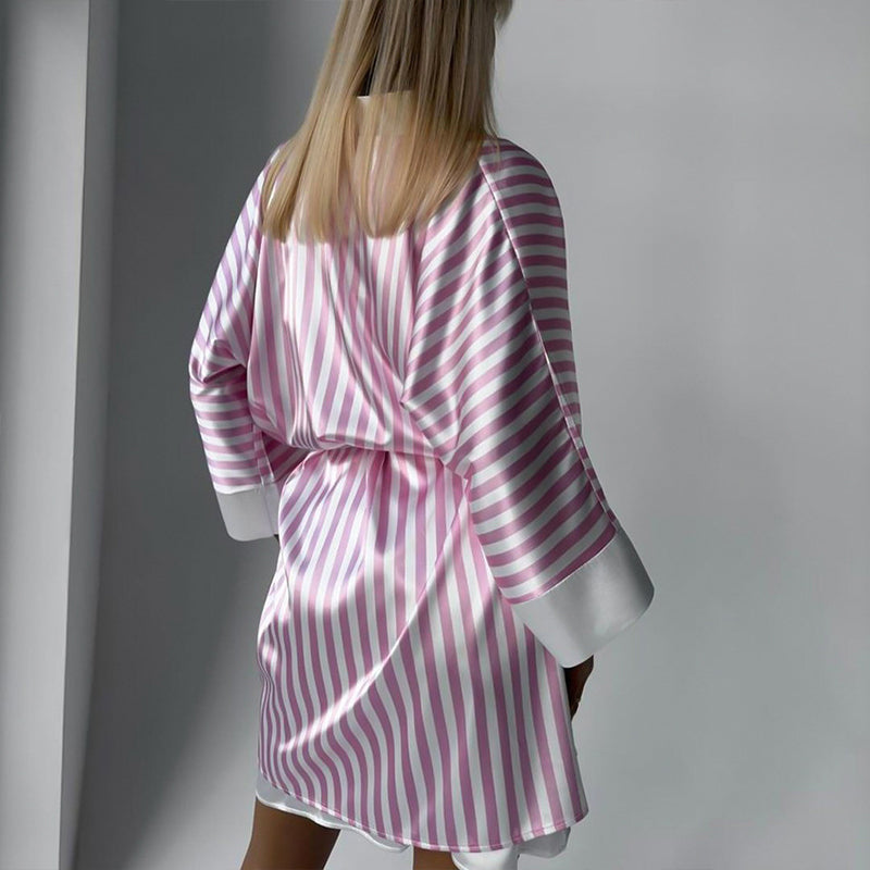 Pink Striped Silk Camisole Nightdress
