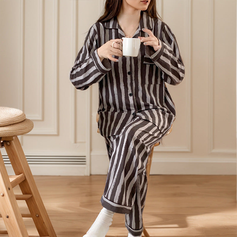 Cotton Vertical Stripe Print Pajama Set