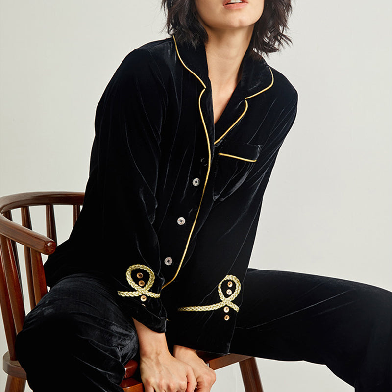 Velvet Thick Long Sleeve Pajama Set