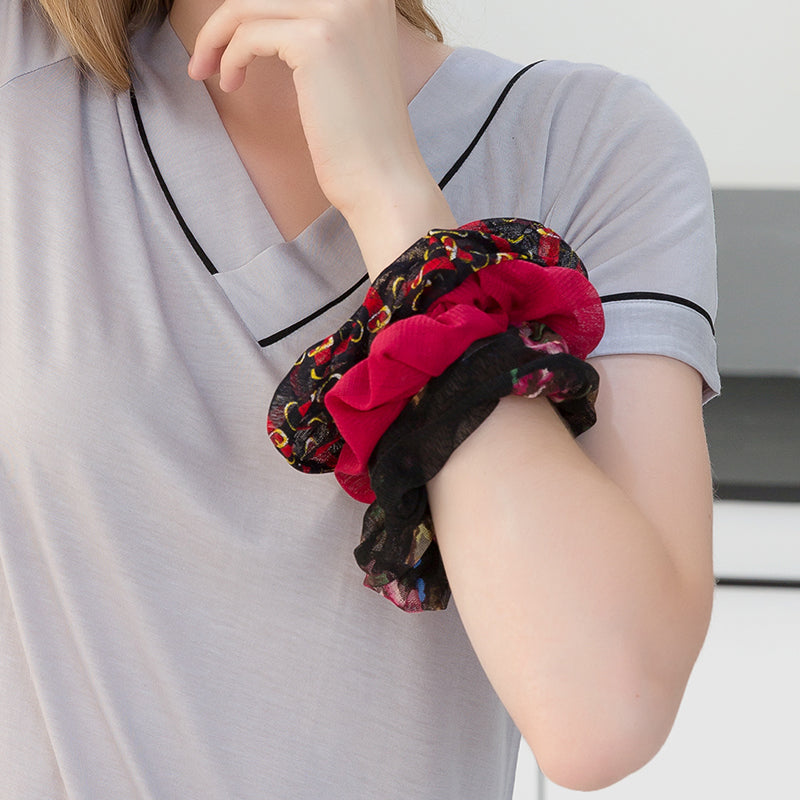 Silk Printed Large Intestine Hair Tie