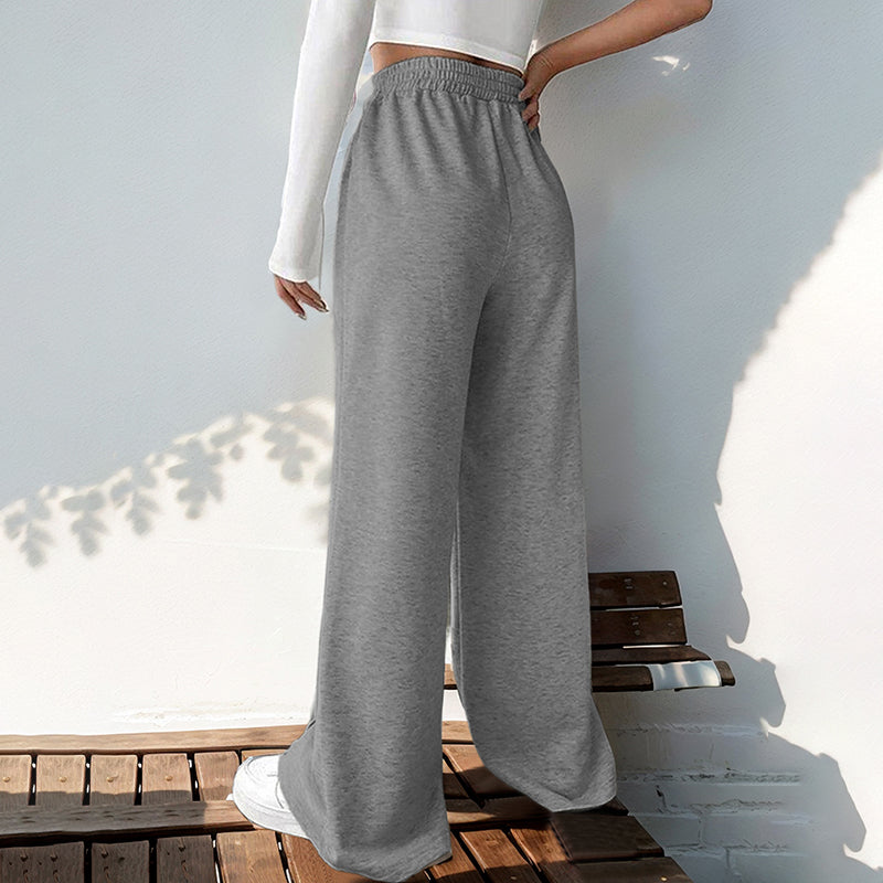 Elastic V-Neck High Waist Wide Leg Pants