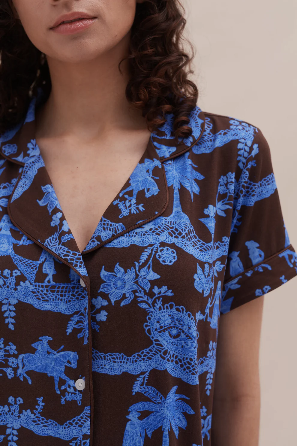 Ice Blue Lyocell Jersey Short Pyjama Set Lace