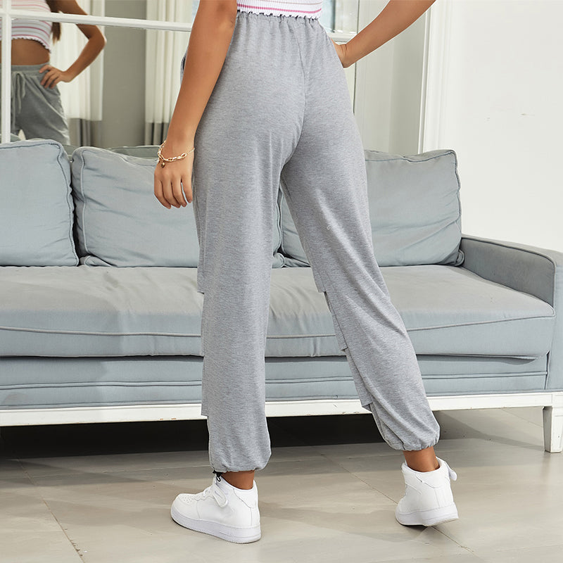 Solid Color High Waist Casual Sports Sweatpants