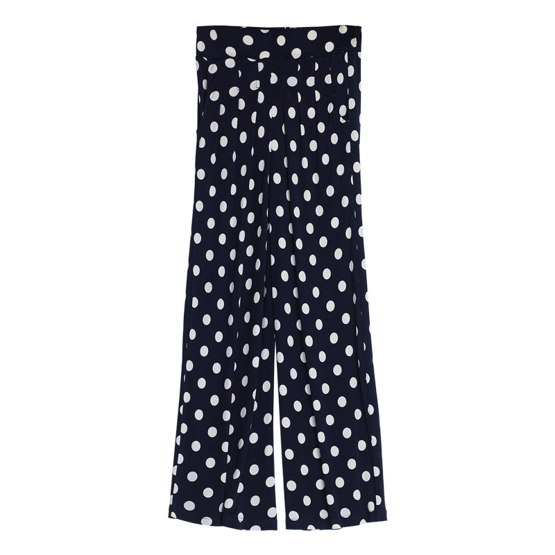 Polka Dot Silk Wide-Leg Pants