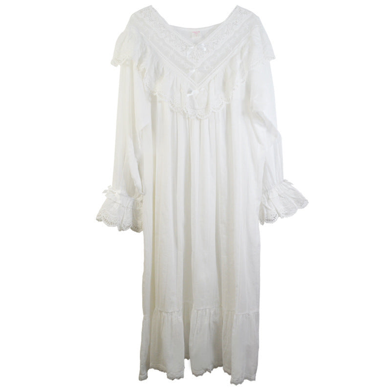 White Long Sleeve Lace Princess Nightdress