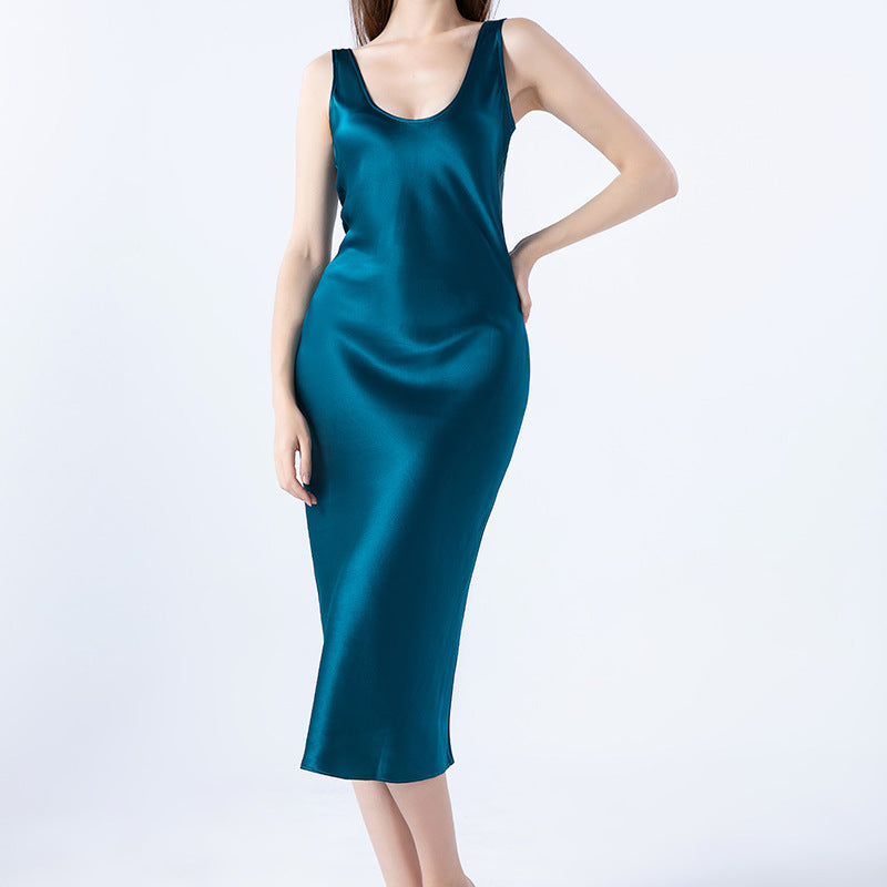 100% Mulberry Silk U Neck Long Nightdress
